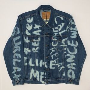 Levi's Premium Denim The Trucker Graffiti Jacket-Size XL New